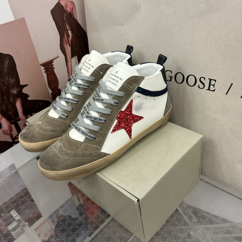 2024 Unisex GGDB White Red Glitter Suede Leather Sneakers MJ00300