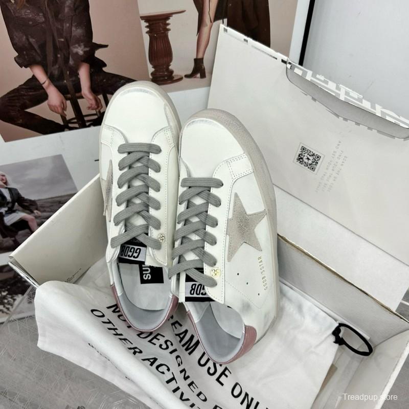 2025 Women GGDB White Grey Pink Leather Suede Sneakers
