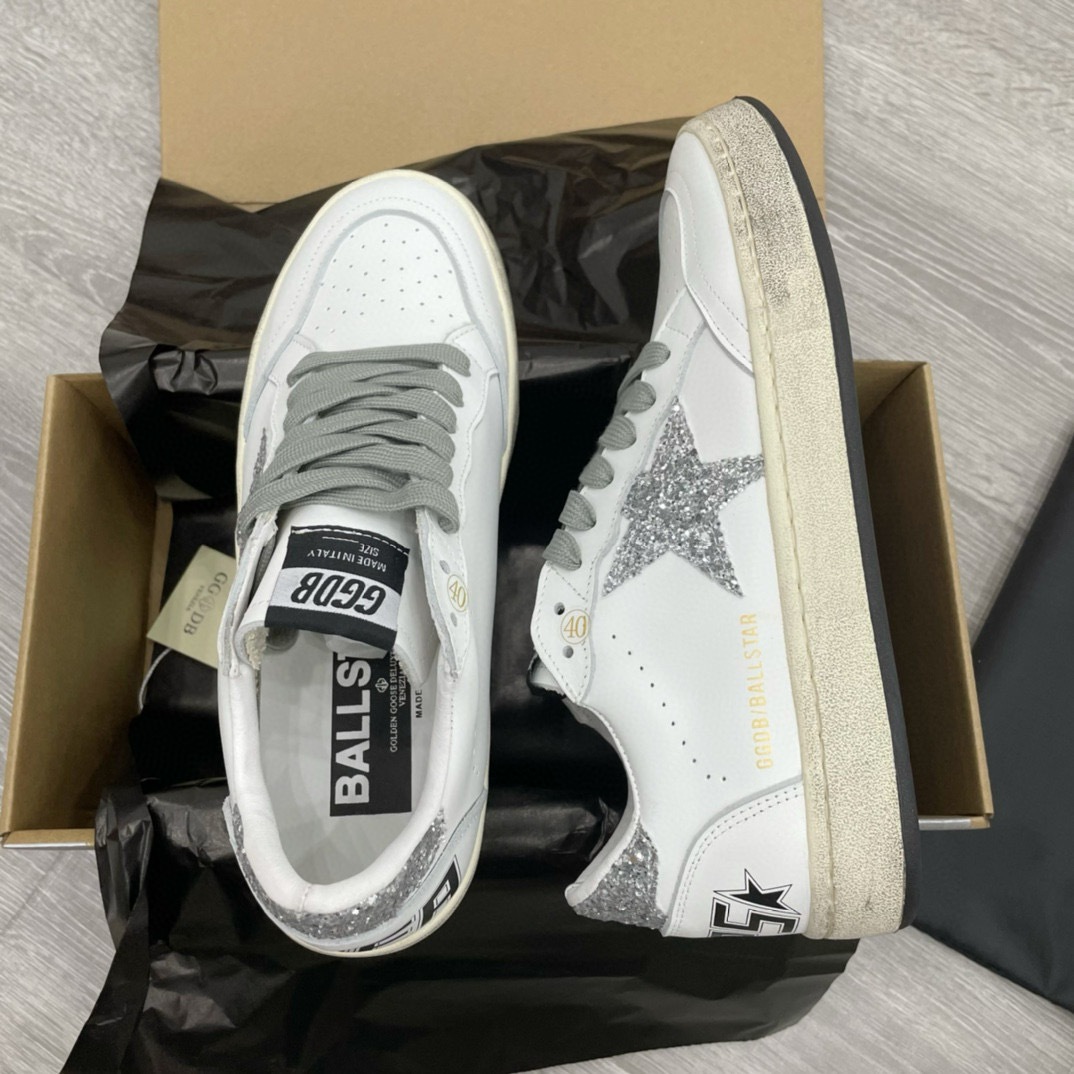 2024 Unisex GGDB White Grey Leather Sneakers MJ00260