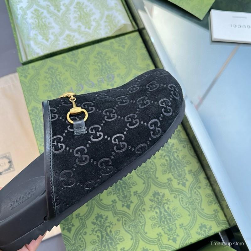 2024 Slippers Gucci Black Suede Slippers MJ00280