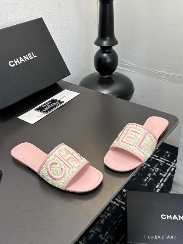2025 Slippers CHANEL Pink Tweed Slippers