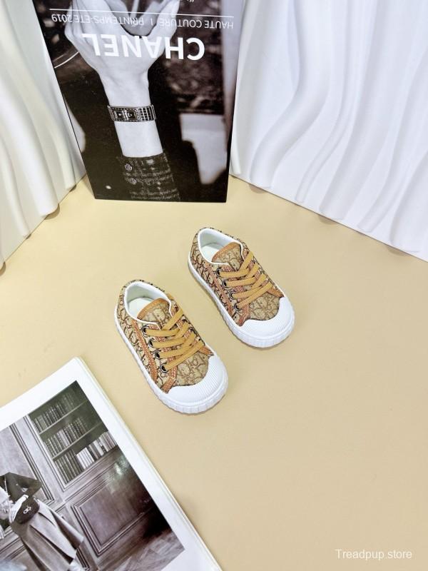 2024 Kids CHANEL Gray Beige Black Canvas Sneakers