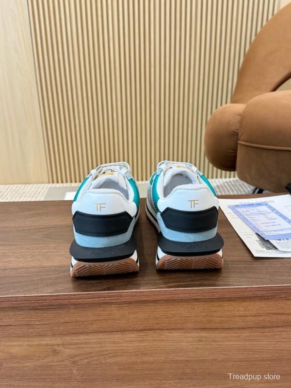 2025 Unisex TOM FORD Blue White Black Suede Leather Sneakers LY00360(F)/LY00370(M)