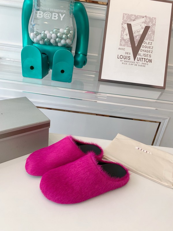 2024 Slippers Marni fuchsia pony hair slippers