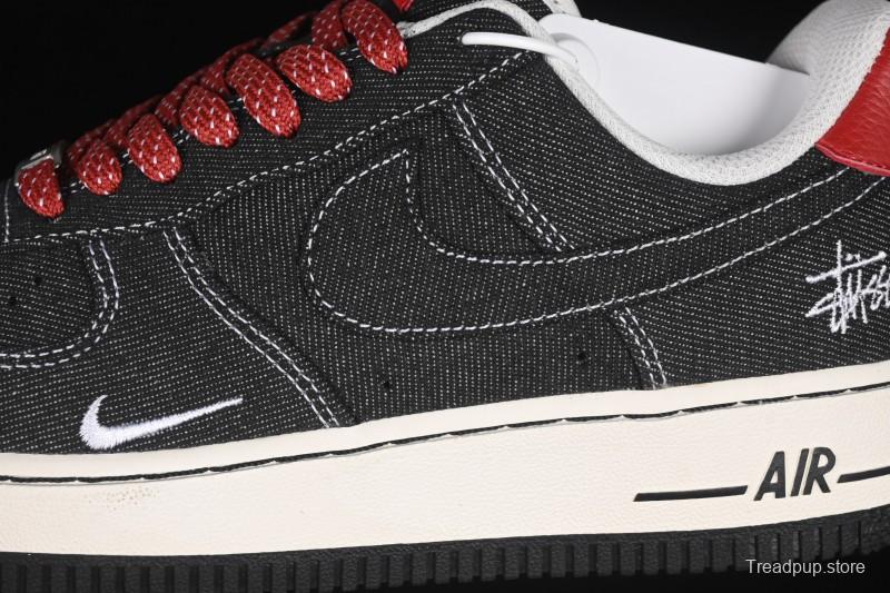 Nike Air Force 1'07 Low Stussy Collaboration Dark Grey Woven Casual Sneakers - LW9279-002