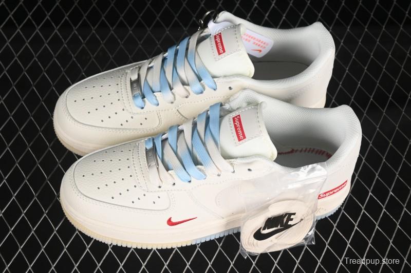Nike Air Force 1 '07 Low Supreme Collaboration Two-Tone Beige Blue Casual Skate Shoes - XX3168-179
