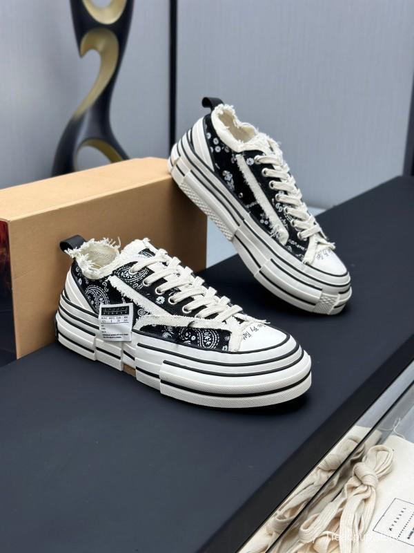 2025 Unisex XVESSEL Black White Canvas Plimsolls Distressed AS00240