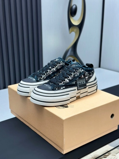 2025 Unisex XVESSEL Black White Canvas Platform Vulcanized Sneakers AS00260