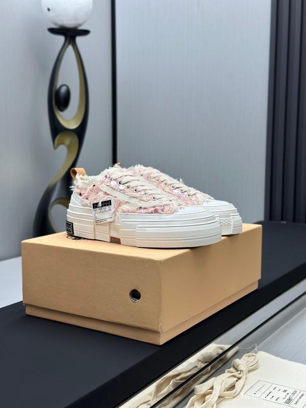 2025 Women XVESSEL Pink White Canvas Plimsolls Distressed AS00260