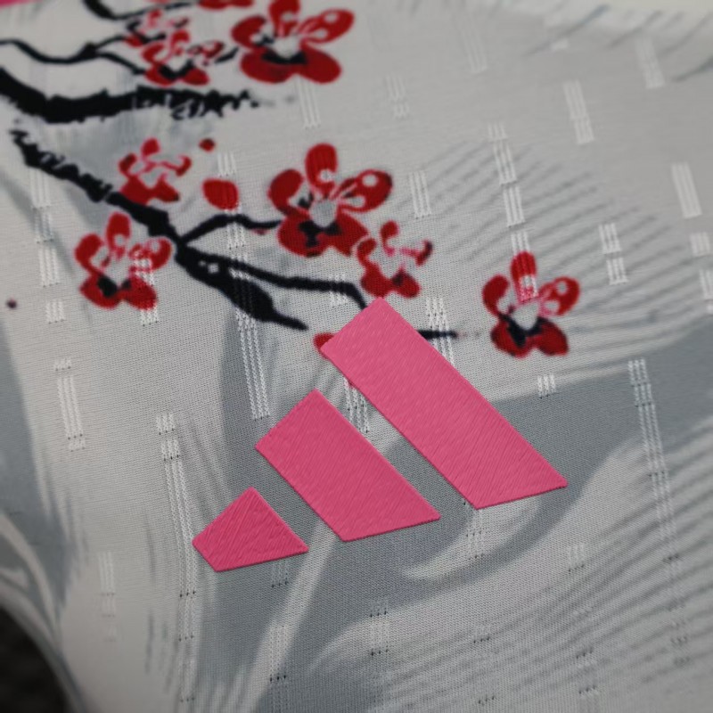 Player Version 2025 Japan White with Fox and Cherry Blossom Pattern Jersey