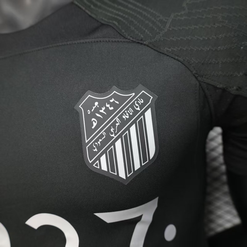 Player Version 25/26 Al-Ahli Black Champion Jersey With Silver Sponsor