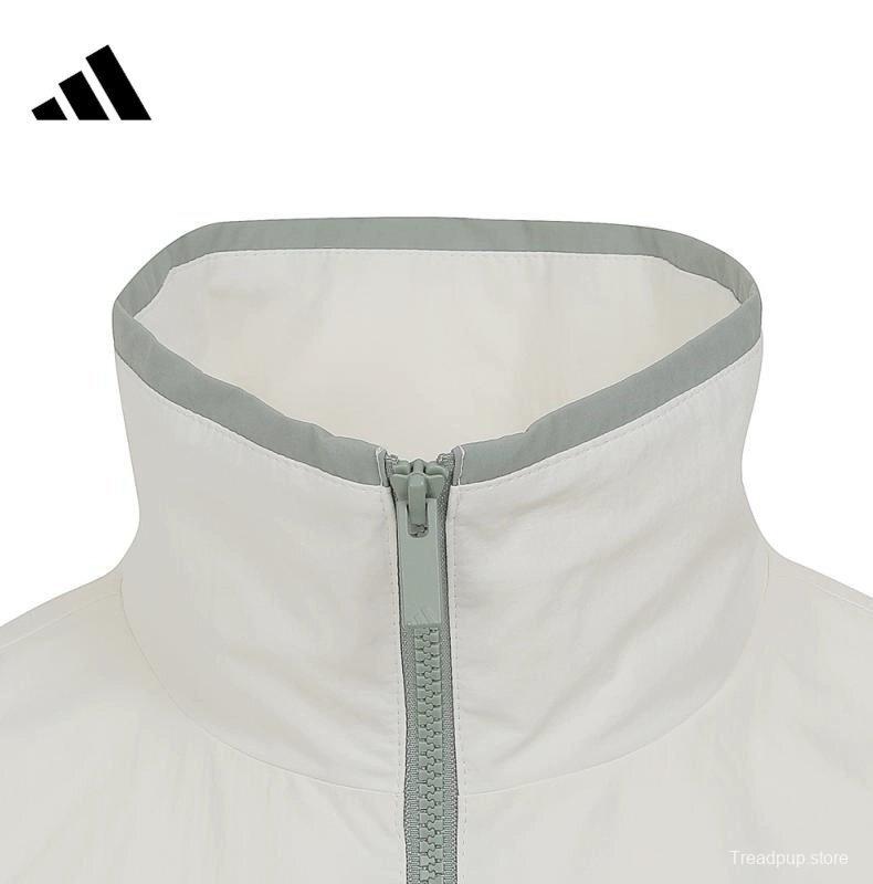 2025 Adidas Cream Colored Nylon Taslon Full Zipper Windbreaker