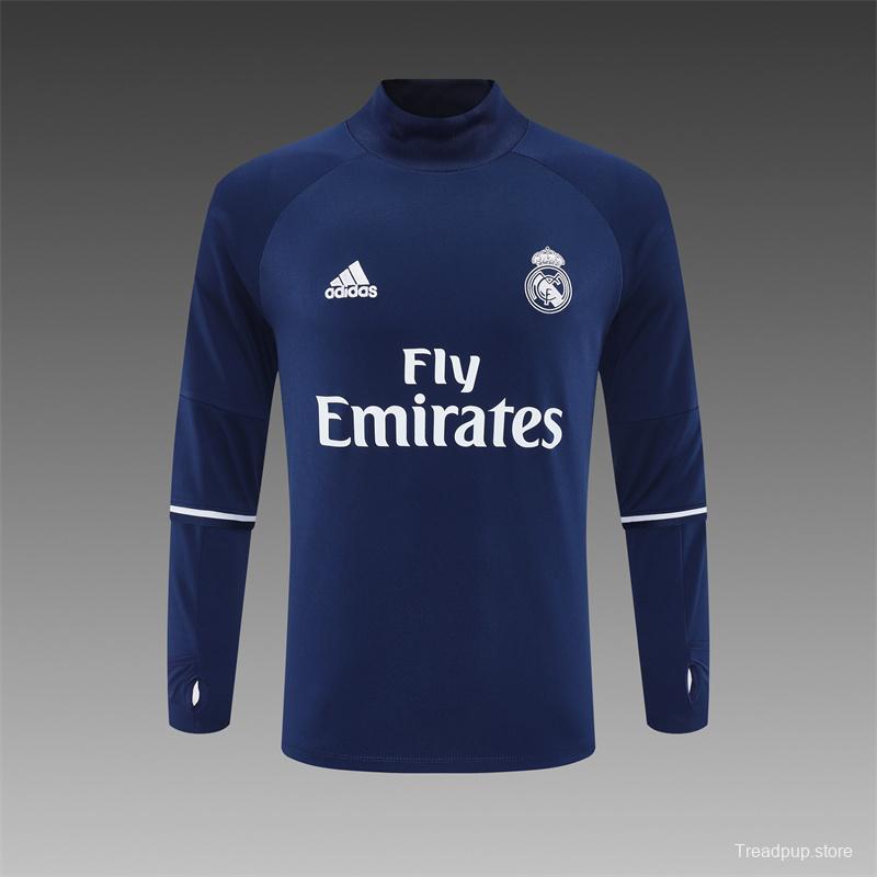 Retro 16/17 Real Madrid Royal Blue Half Zipper Jacket