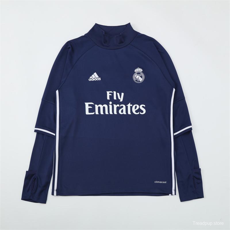 Retro 16/17 Real Madrid Royal Blue Half Zipper Jacket