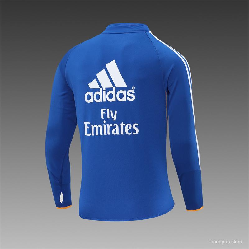 Retro 13/14 Real Madrid Color Blue Half Zipper Jacket