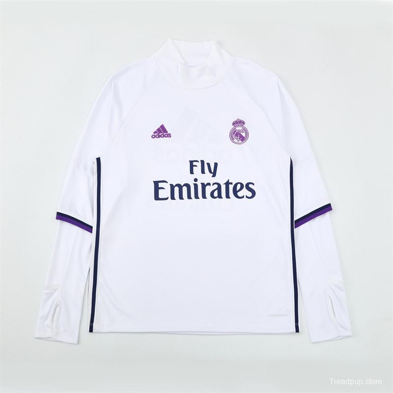 Retro 16/17 Real Madrid White Half Zipper Jacket