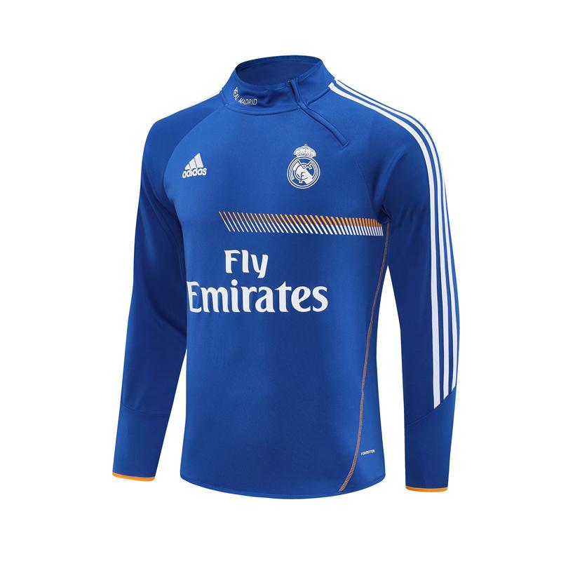 Retro 13/14 Real Madrid Color Blue Half Zipper Jacket