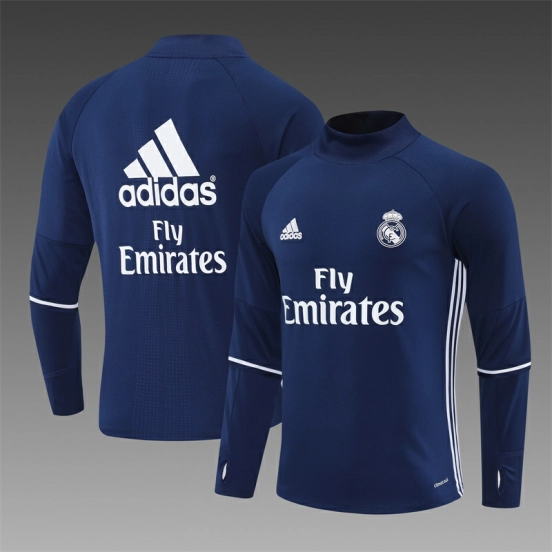 Retro 16/17 Real Madrid Royal Blue Half Zipper Jacket