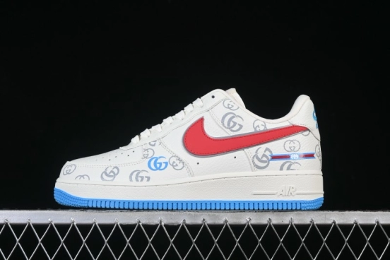 Nike Air Force 1'07 Low Gucci Collaboration White Red Blue Low-Top Casual Sneakers - SC0601-572