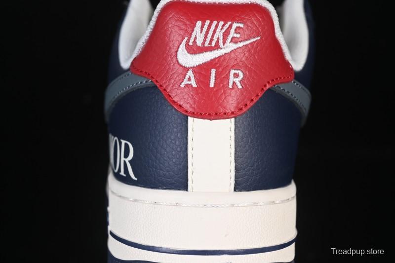 Nike Air Force 1 '07 Low Dior Collaboration White Blue Gray Hook Casual Sneakers - XD2588-603