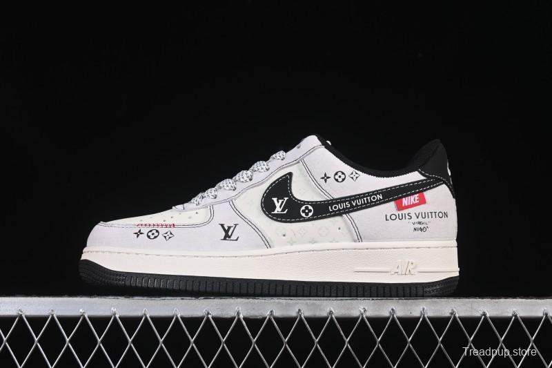 Nike Air Force 1 '07 Low LV Collaboration Black Swoosh Woven Label Casual Sneakers - CX5050-Y23