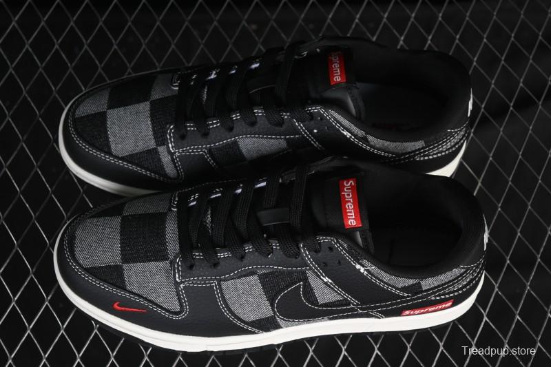 Nike SB Dunk Low Sup Collaboration Black Grey Plaid Low-Top Casual Skate Shoes - SC0601-462