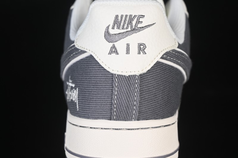 Nike Air Force 1'07 Low Stussy Collaboration Light Gray Canvas Casual Sneakers - JP8028-011