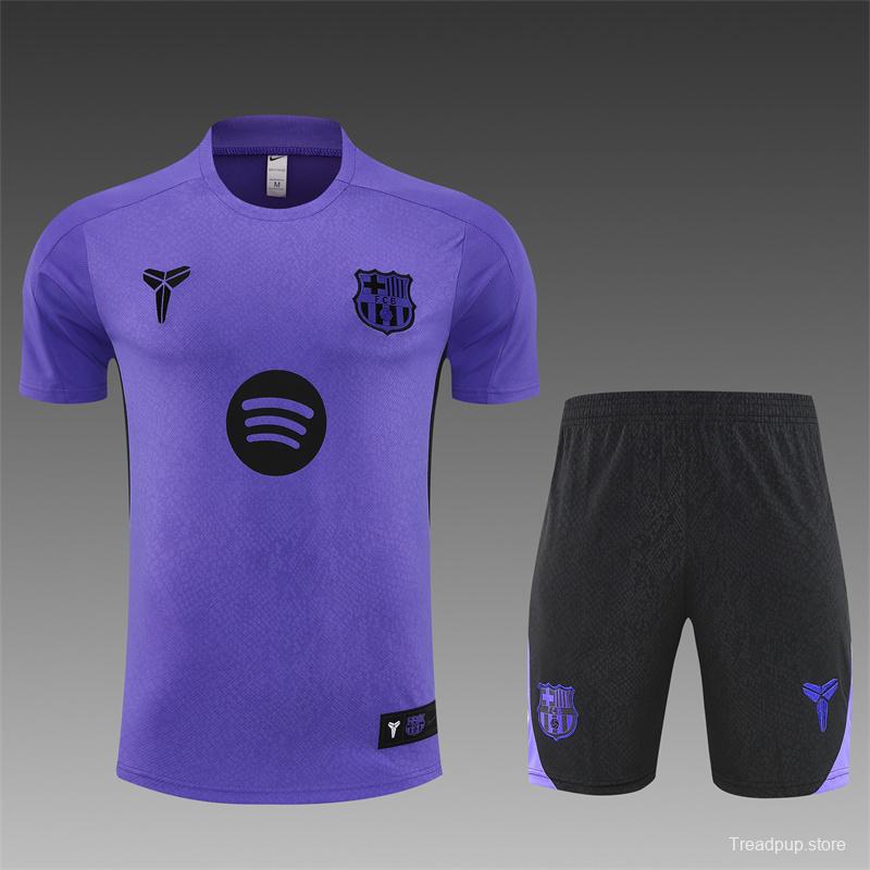 25/26 Barcelona Purple Joint Edition with XS Short Sleeve+Soccer Shorts