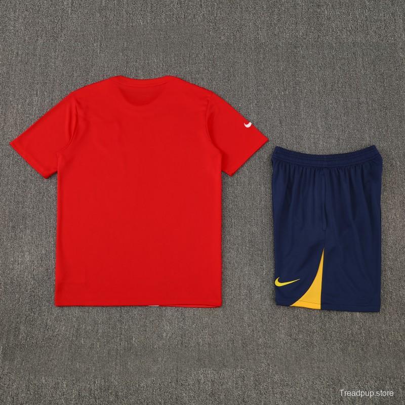 25/26 Atletico Madrid Red/White Stripe Short Sleeve+Shorts