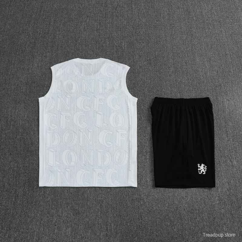 25/26 Chelsea White Vest Jersey+Shorts