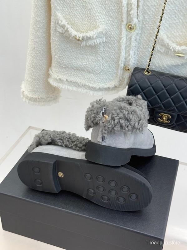 Chanel 2025/SS Double C Color-Block Shearling Snow Boots - KFY00270