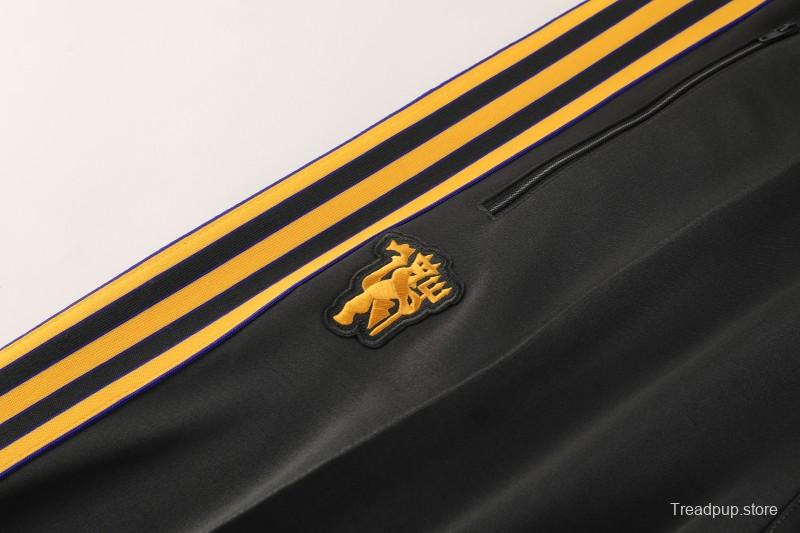 25/26 Manchester United 08 Dark Gray Half Zipper Jacket+Long Pants S-2XL