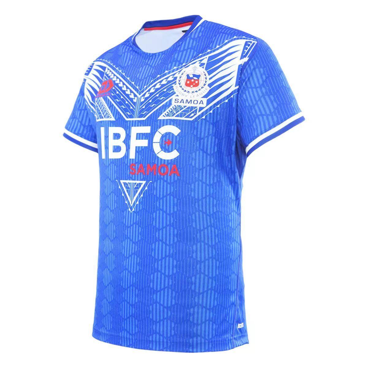 2026 Samoa Rugby League Blue with Traditional Polynesian Pattern Jersey
