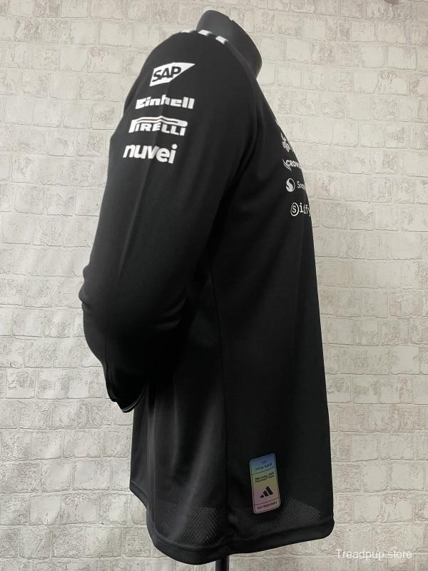 2026 F1 Mercedes-AMG Petronas F1 Team Black with Teal Trim Long Sleeve Shirt