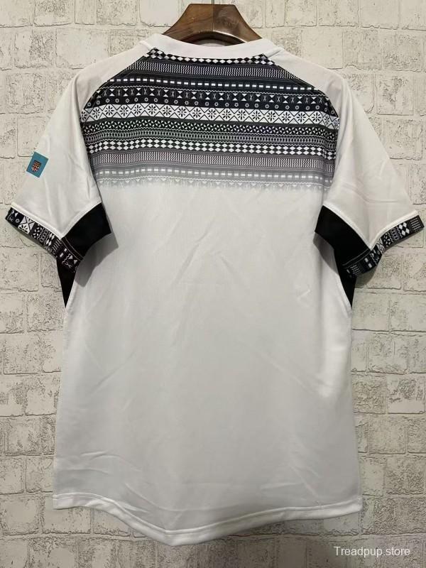 2026 Fiji Warriors White with Black Tribal Pattern Jersey