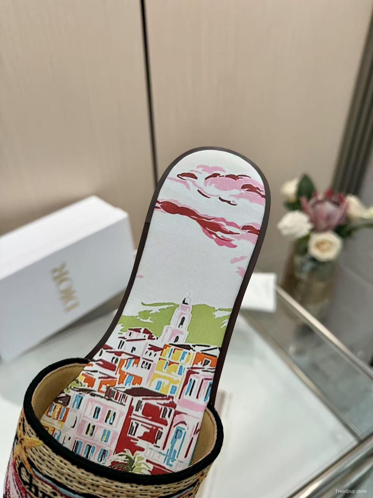 Dior 2025 SS Embroidered Monogram Slippers for Women with Lambskin Lining - L Y00200/L Y00240