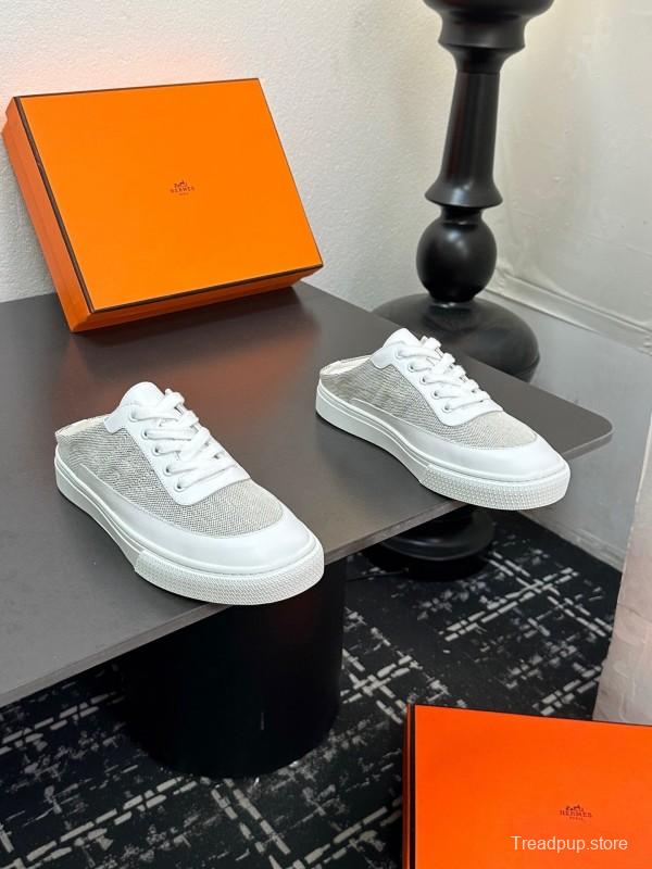 Hermes Deep Series Couple White Sneakers Casual Skate Shoes - AS00320