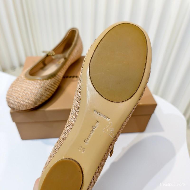 Gianvito Rossi Bohemian Style Flat Ballet Shoes 2025/ss