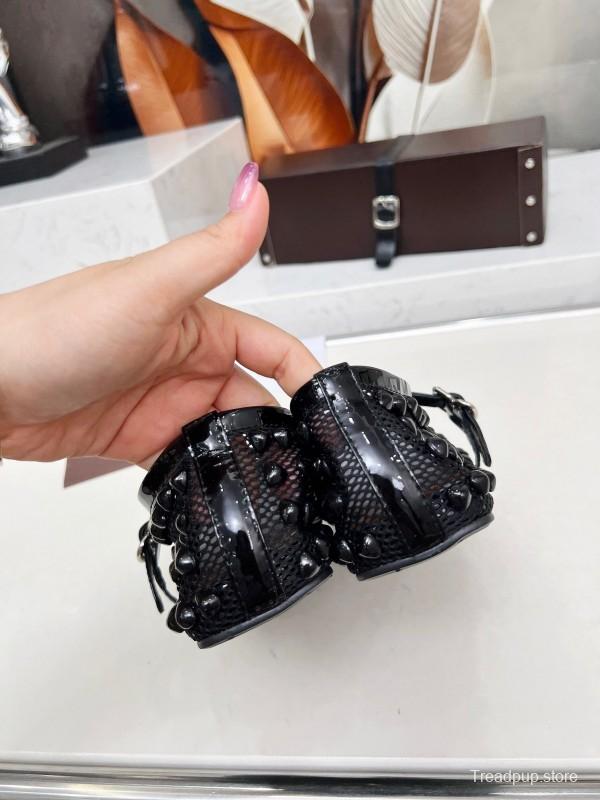 Alaia 2025/SS Beaded Hollow-out Ballet Shoes with Built-in Arch Support - LY00280