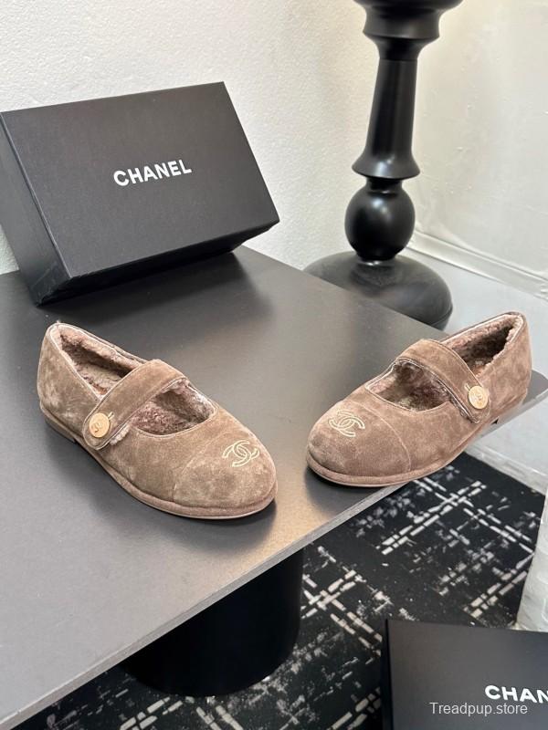 Chanel 2025/SS Autumn Winter New French Mary Jane Shoes Fur Shoes - KFY00300