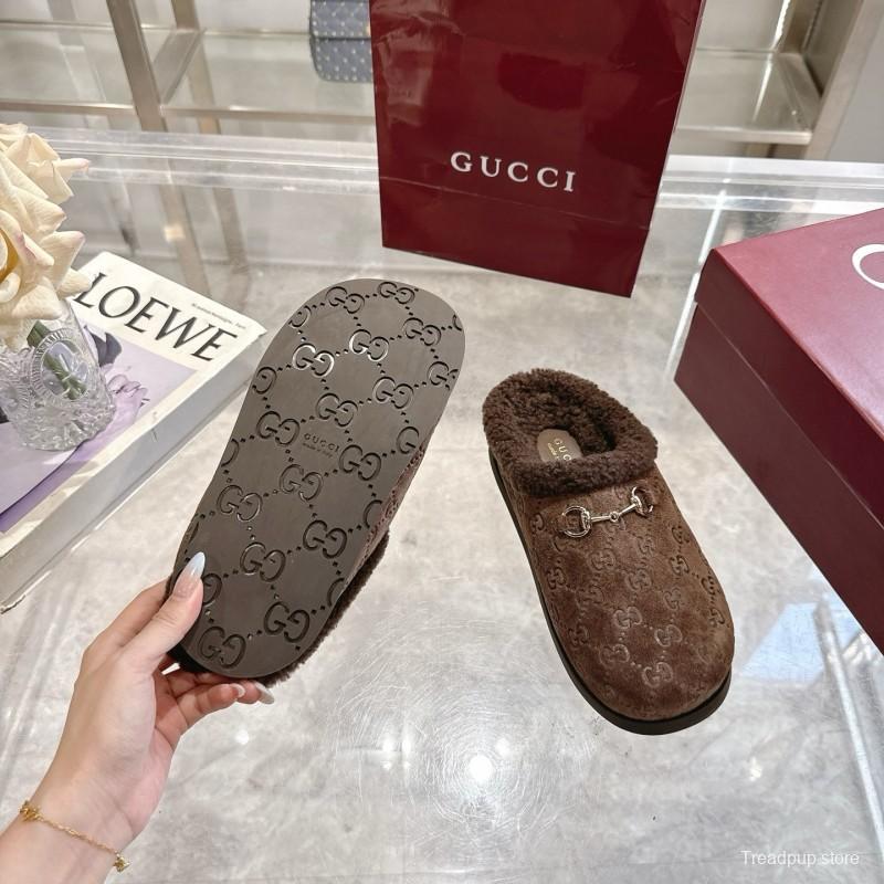Gucci 2025 SS Autumn Winter New Suede Leather Horsebit Detail Women Wool Loafers - LY00260