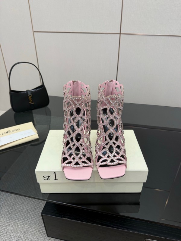 Sergio Rossi Mermaid Sandals 2025 SS Collection Elegant Fishnet High Heels - KFY00470