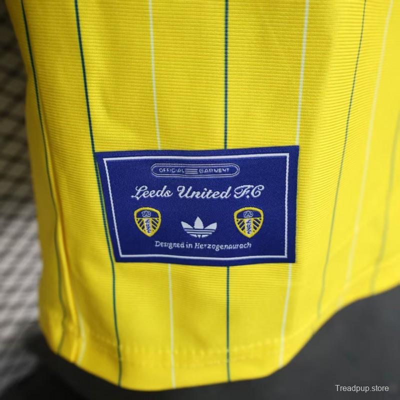 Player Version 25/26 Leeds United Retro Home Yellow with Vertical Stripe Pattern Jersey