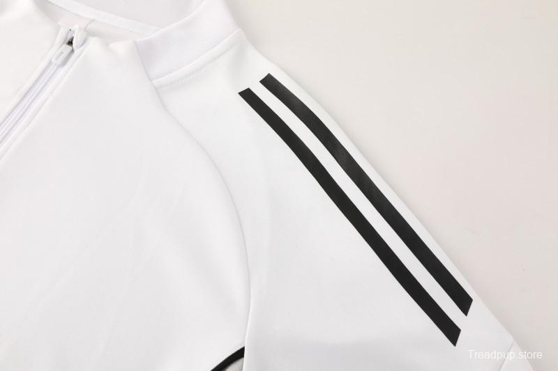 25/26  Adidas White Full zipper Jacket Tracksuit+ long pants