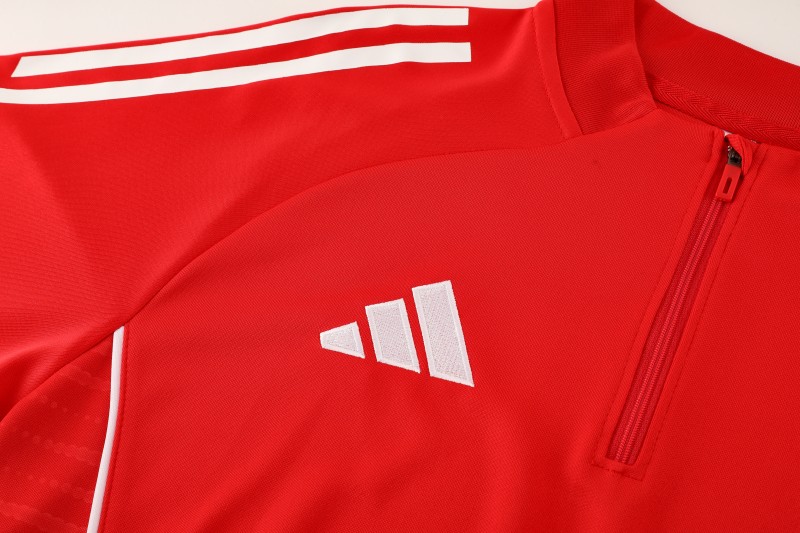 25/26  Adidas Red/White Full zipper Jacket Tracksuit+ long pants