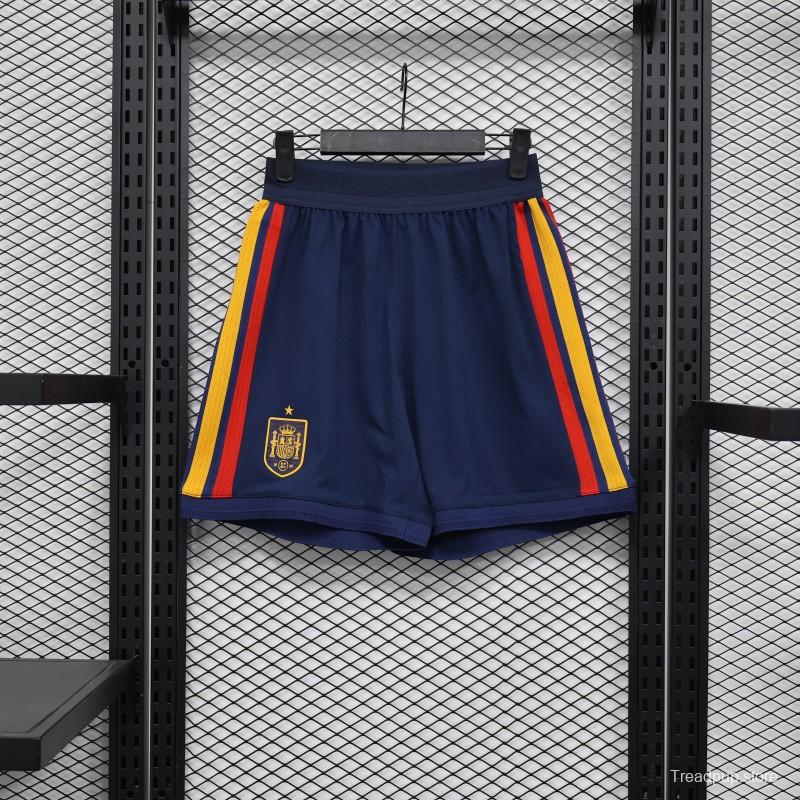 2026 Player Version Spain Navy Blue with Red Yellow Stripes Shorts