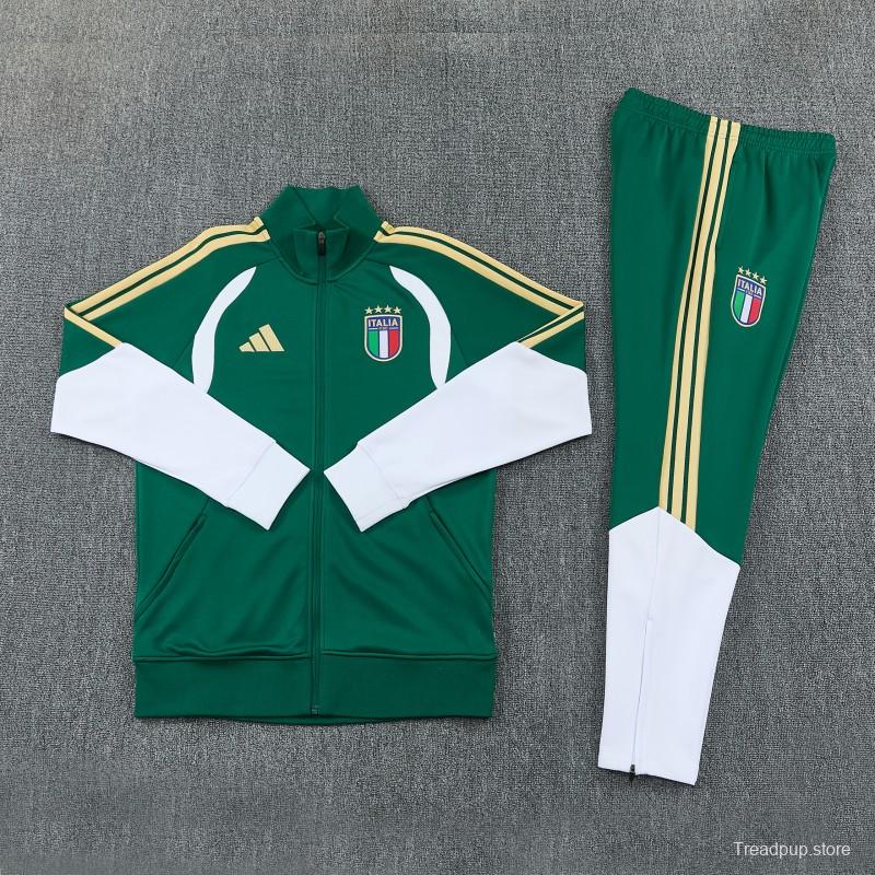 26/27 Italy Green Full Zipper  Jacket Tracksuit + Long Pants