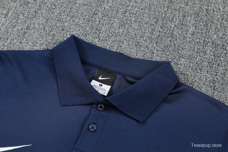 26/27 Paris Navy Blue Polo Training Shirt + Long Pants Tracksuit