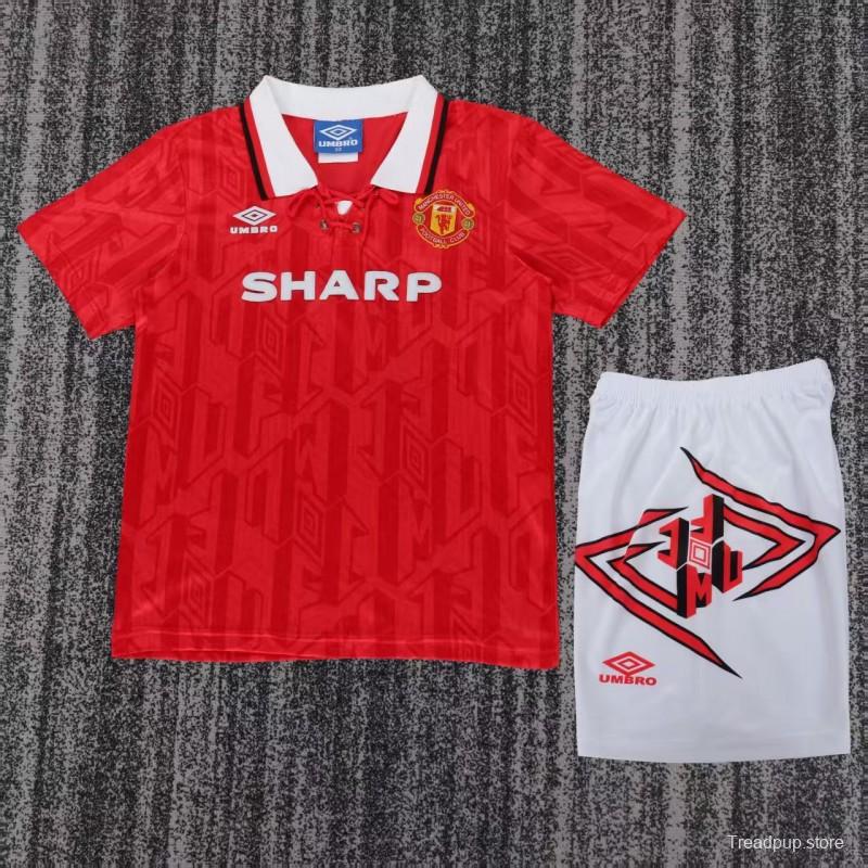 Retro Kids 92/94 Manchester United Red Home Jersey