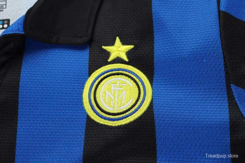 Retro 98/99 Kids  Inter Milan Blue & Black Stripe Home Jersey
